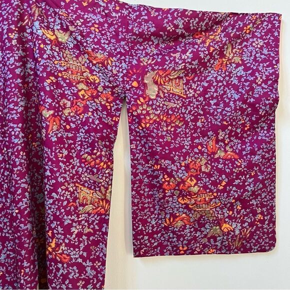 Vintage Authentic Antique 1910-1920s Japanese Floral Silk Kimono - Picture 6 of 11